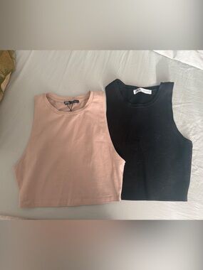 Zara Sleeveless Crop Tank Tops in Black and Blush